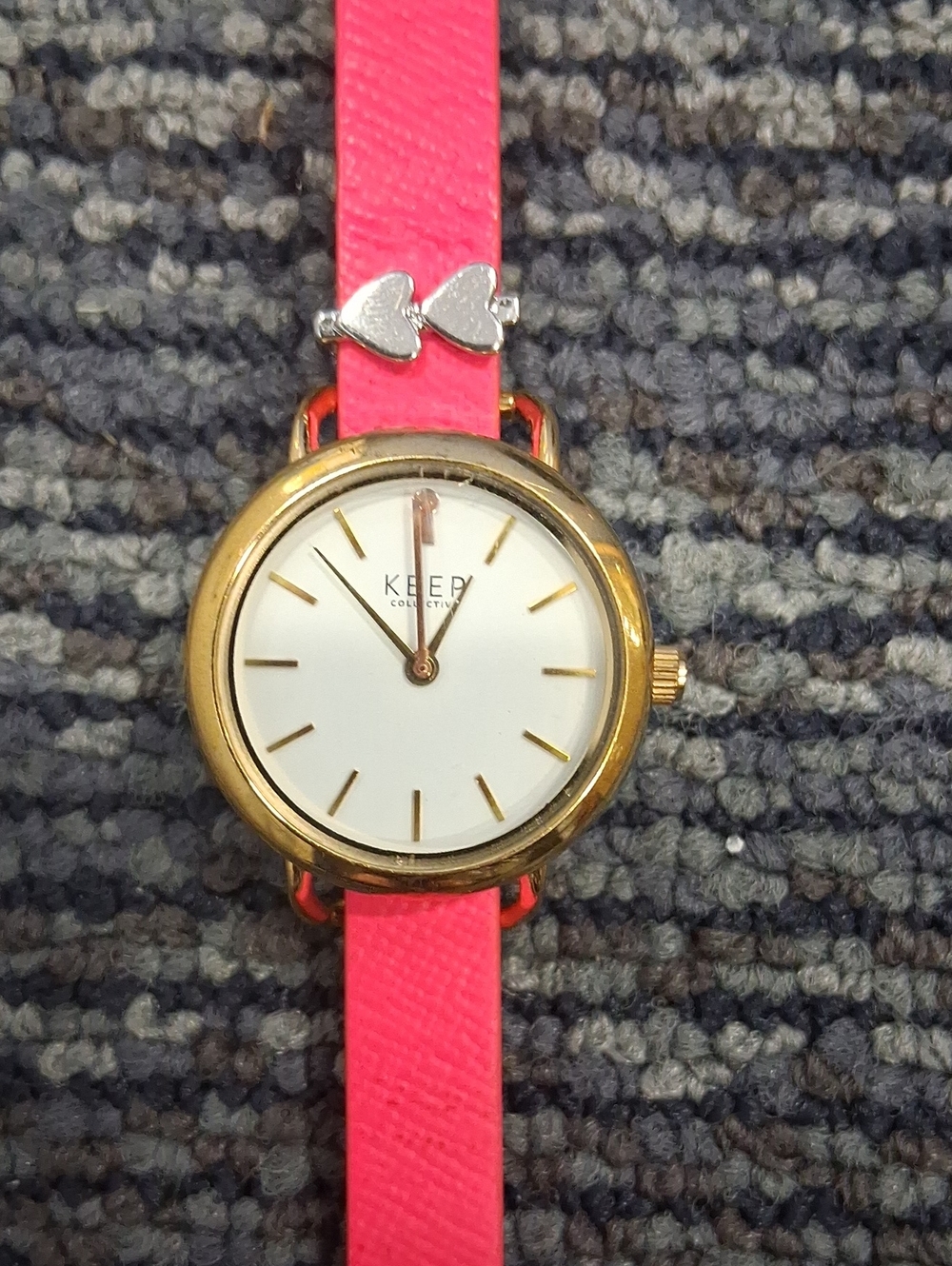 🎉2/$13 Keep Collective Women's Gold Case Watch with Pink Strap And Hearts Charm